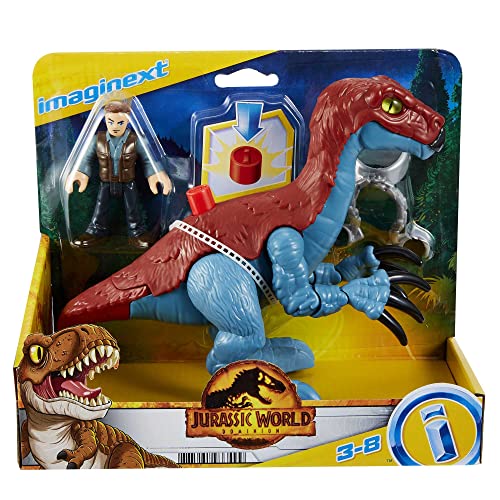 Fisher-Price Imaginext Coffrets de Personnages Jurassic World, Figurines articulées avec Therizinosaurus et Owen, Jouet Enfant, à Collectionner, Dès 3 Ans, GVV63