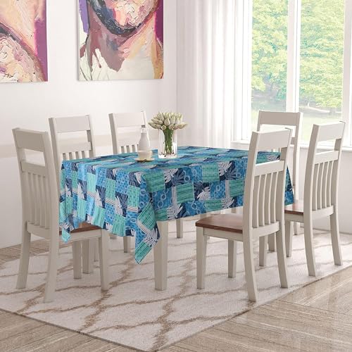 Image of PVC Self Design Waterproof Table Cover for Dining Table (6 Seater (54 inch x 78 inch), Multicolor)