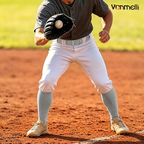 Image of VONMELLI Youth Baseball Belt and Socks Combo, Elastic Softball Belts and Socks for Boys and Adult (2 Pairs of Socks & 1 Belt)