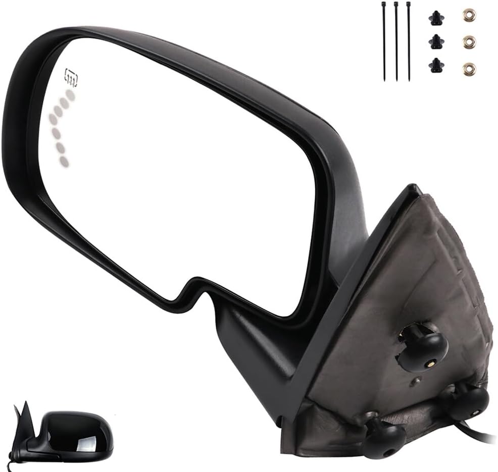 Driver Side Black View Mirrors Fit for 2003-06 For Chevy Silverado 1500 2007 Silverado 1500 Classic Manual Fold Heated Turn Signal Exterior Mirrors 955-675-D67