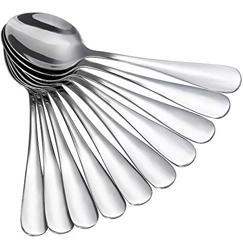 Anpro Lot de 10 PCS Cuillères à Thé,Café Expresso Acier Inoxydable Cuillère à Dessert pour Prendre du thé,café,gâteau - 13.7CM de Longueur