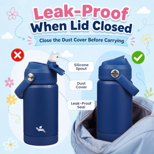 Image of Konokyo 12 oz Insulated Stainless Steel Sports Water Bottle with Straw Lid