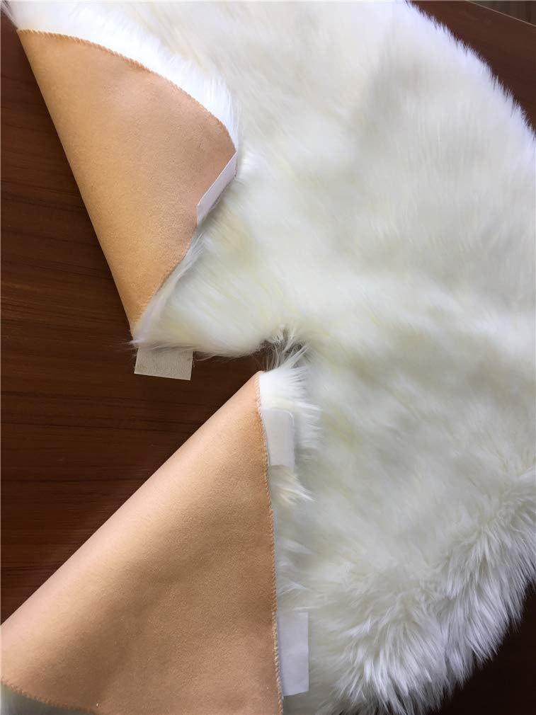 S_SSOY Ivory Faux Fur Christmas Tree Skirt Luxury Xmas Tree Skirts for Party Ornaments Decoration (19.6inches)