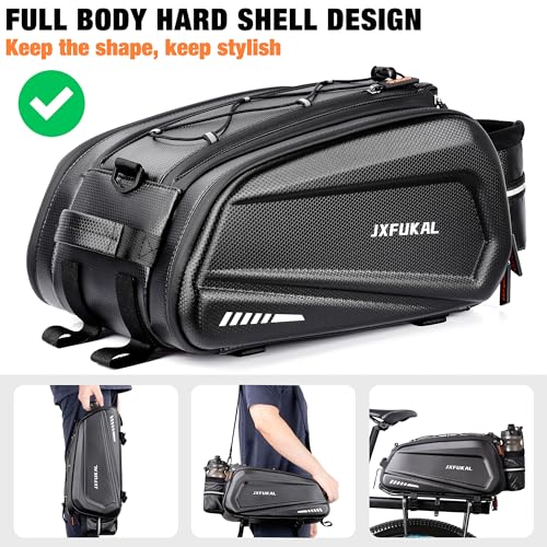 image for JXFUKAL Bike Bags for Bicycle Rear rack - 9.5L/17L/40L Hard Shell Wate