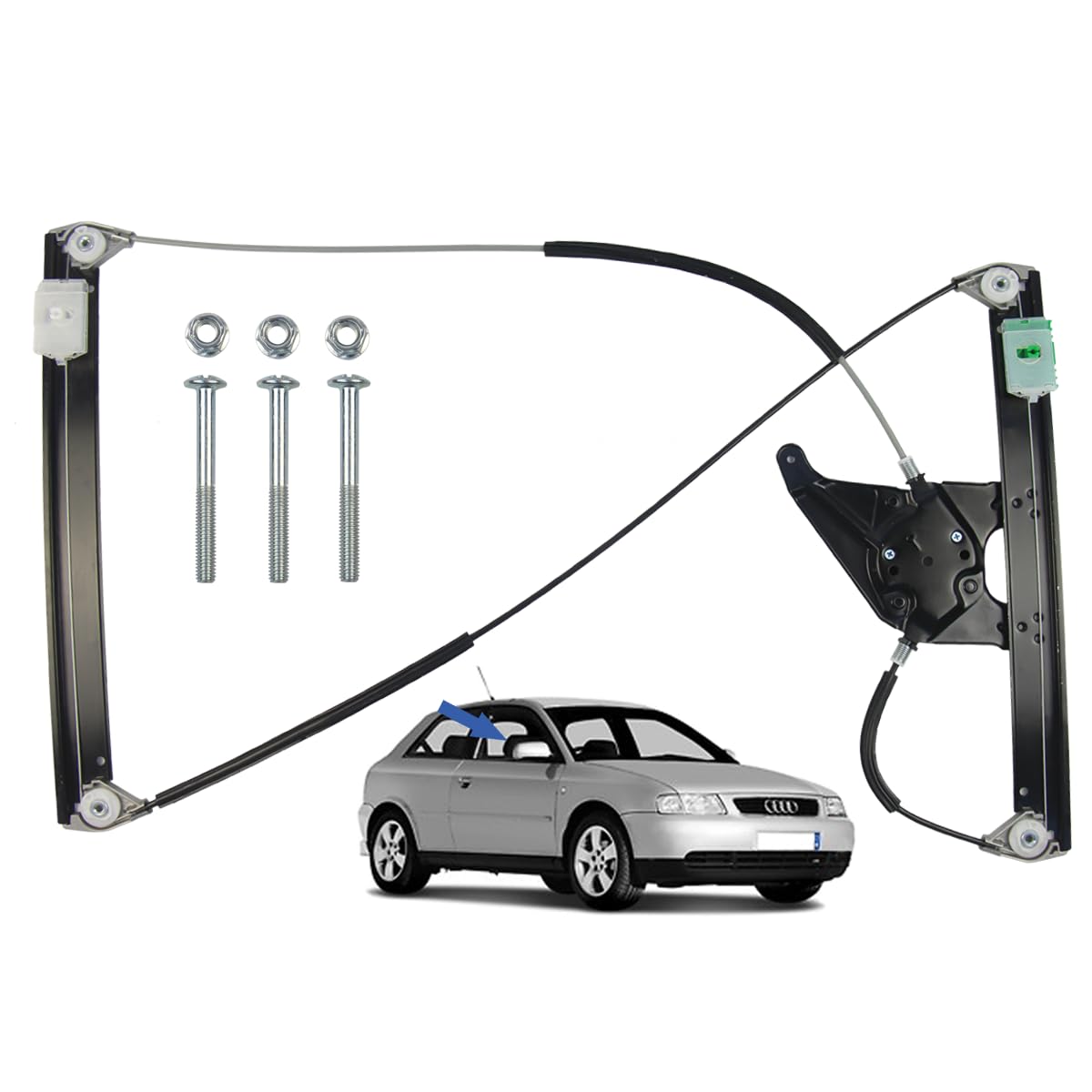 STARKIT PERFORMANCE Elevalunas compatible para Audi A3 (8L) (1996-2003) DELANTERO DERECHO (pasajero) (3 puertas) 8L3837462