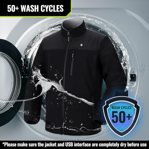 TIDEWE Heated Jacket Pro for Men, Rechargeable Battery-Powered Fleece Coat for Hunting (Black, Camo, Size S-XXXL)4