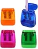 Colored Manual Pencil Sharpeners in Bulk, BOPART 24pcs Small Handheld Pencil Sharpener Dual Holes with Lid for Kids Adults at Classroom School Office Home 4Pcs Sharpeners - D