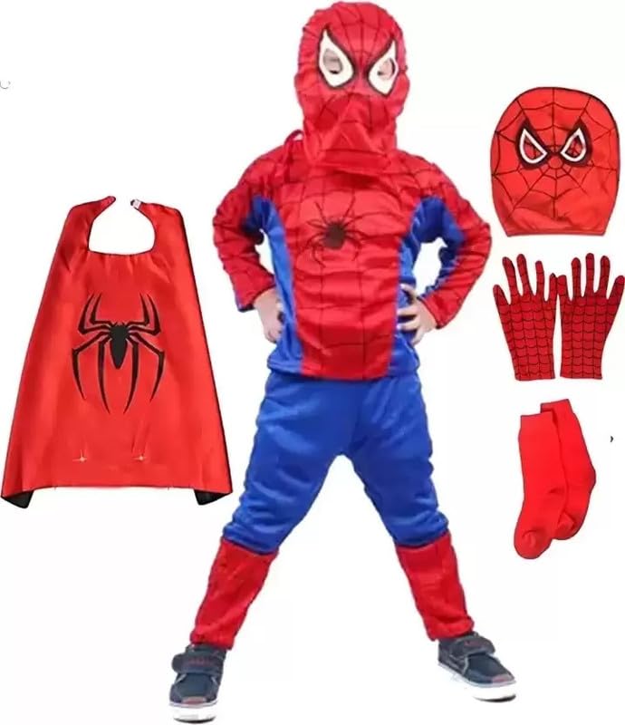 FERREZA Kids Spiderman Costume Dress With Gloves, Socks and Cape For Fancy Dresses/Kids Birthday/Party/Props (7 to 8 Years) (B0D3B6KJRN) Amazon Price History, Amazon Price Tracker