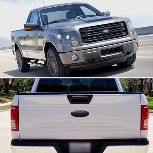 Image of 9 Inch Front Grille Rear Tailgate Emblem Compatible with 04-14 F150, 11-14 Edge, 11-16 Explorer, 06-11 Ranger, 07-14 Expedition, 9 inchX3.5 inch for Ford, Black American Flag