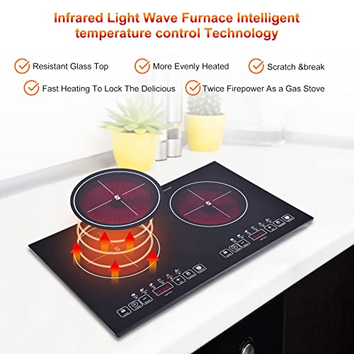 24 inch 2 Burners Electric Cooktop 110V Ceramic Electric Stove with 2