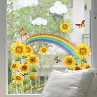 54 adesivi da parete 3D a forma di girasoli e farfalle, grandi adesivi da parete con girasole staccabili e attacca, fiori gialli, adesivi per casa, cucina, camera da letto, bagno, soggiorno
