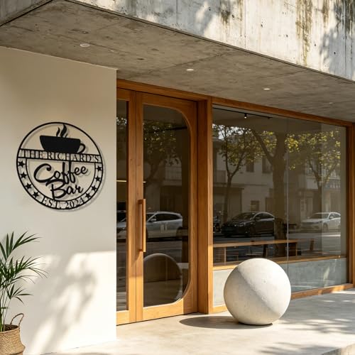Image of Personalized Coffee Bar Metal Sign, Custom Coffee Signs, Custom Coffee Name Signs for Cafe Station, Coffee Wall Art Decor for Kitchen, Cafe Shop Decor, Cafe Lover Gift
