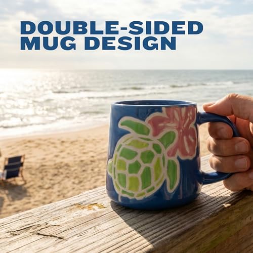 Taza artesanal Cape Shore 16oz diseño tortuga y flor miniatura 4