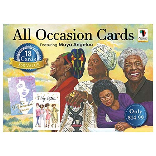 African American Expressions Maya Angelou Greeting Cards Assortment Box – 18 All-Occasion Inspirational Greeting Cards with Envelopes – Birthday, Encouragement, Graduation, Romance, Sympathy & More