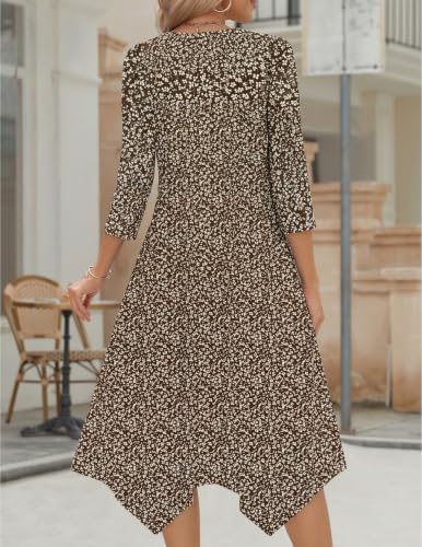 Image of Zeagoo Midi Dresses Women 2026 Dress 3 /4 Sleeve Casual Dresses with Pockets A Line Summer Beach Sundress
