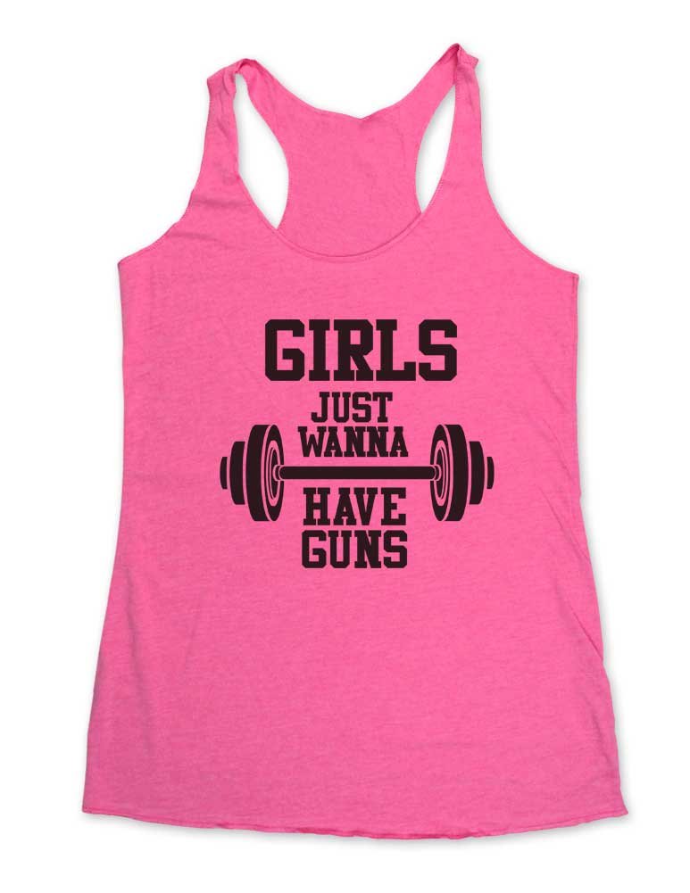 Girls Just Wanna Have Guns - Funny Workout Soft Tri-Blend Racerback Tank