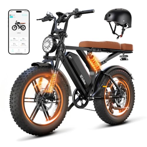 Image of TS TST GRP LLC Electric Bike for Adults, Peak 1500W Motor Retro Ebike,48V 15Ah Removable Battery,Range 65Miles,20 inchx4 inch Fat Tires,Full Suspension E Bike for City Commuting,Off-Road