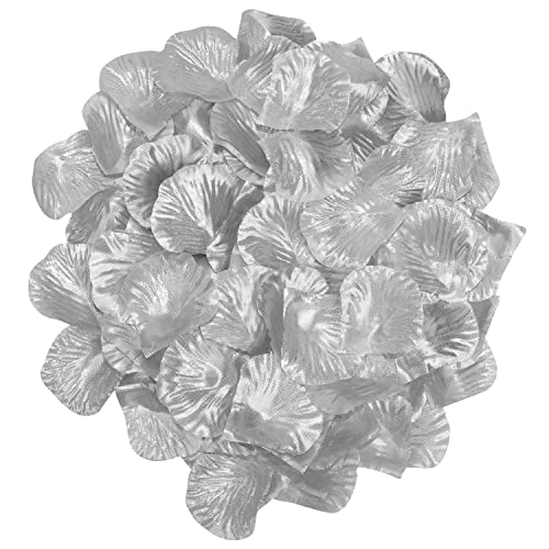 Millennial Essentials 1350 Pcs Artificial Silk Rose Petals Flower Petals For Wedding Decoration Party Valentine’s Day (Silver) #TOP4