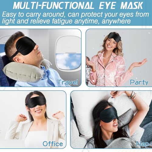 ZeeDix 3 Pack Black Eye Mask for Sleeping, Soft Night Blindfold Bed Eye Covers Sleep Mask for Women Girls Kids Favor - Image 6