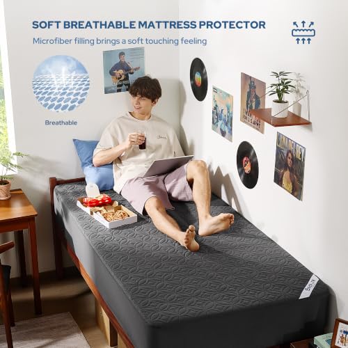 Image of BEDLORE Waterproof Mattress Protector, Twin XL Size Mattress Pad with Deep Pocket 6 inch-15 inch Depth, Soft Breathable Dirt-Proof Bed Mattress Cover for Bedroom, College Dorm (Gray)