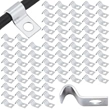 Yaocom 100 Pcs Silver Cable Wire Screw Clips 1/4 Inch, Zinc Plated Steel Clamp Outdoor Cord Clips for Wall Mounting Wire Management