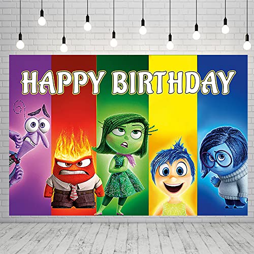 Colorful Backdrop For Party Supplies 5X3Ft Inside Out Birthday Banner Baby Shower Photo Background For Kids Party Decorations Inside Out Photography Backdrop #TOP7