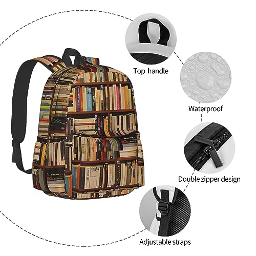 Sac à dos imperméable imprimé étagère noir grande capacité pour ado - 7