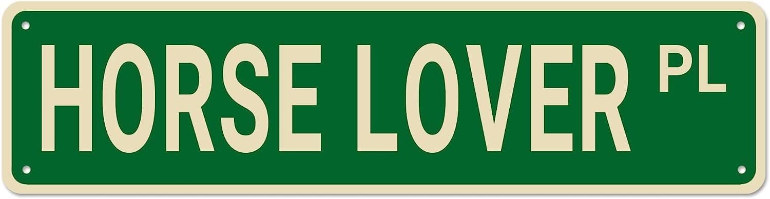 peiyeety Vintage Metal Tin Sign Horse Lover Place Street Sign, Retro Wall Decor for Home, Bar, Garage, Cafe, Man Cave, Stable, Farm, Rustic Wall Art for Indoor and Outdoor Decoration, 4x16 Inch