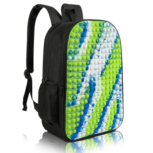 CNRYRIO Pop It Backpack for Kids Giant Full-Front Sensory Pop It Panel Large 17.3 Inch School Bag Double Compartment Padded Straps Water Resistant Fidget Toy Gift for Boys and Girls