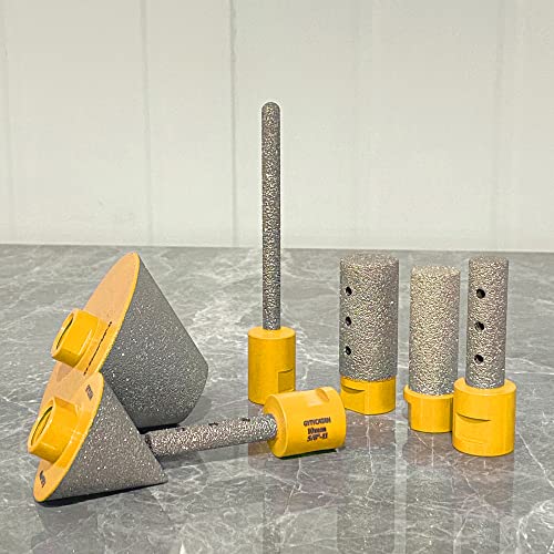 Gytycatah Diamond Beveling Chamfer Bits, Diamond Countersink Drill Bits For Existing Holes Enlarging Shaping Trimming In Tile Marble Glass Granite Ceramic, 27Mm To 82Mm Dia, 5/8"-11 Threads (Yellow) #TOP2