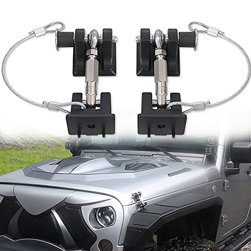 sukemichi JK Hood Latches with Keys for Jeep, Hood Lock Locking Hood Latch for Jeep Wrangler JK Unlimited Sahara 2007-2018, Anti-Theft, Eliminate Hood Flutter, Aluminum, 1 Pair