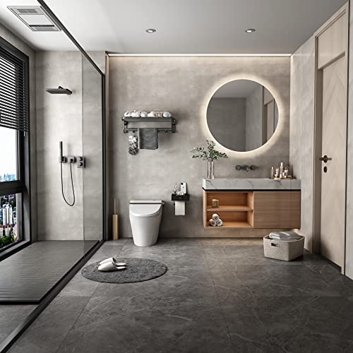 Sofinny Toilet Paper Holder With Shelf Black Wipes Dispenser Adhesive Toilet Paper Holder With Storage Upgrade Drawer Design Toilet Tissue Holder Small Bathroom Shelf Wall Mount #TOP6