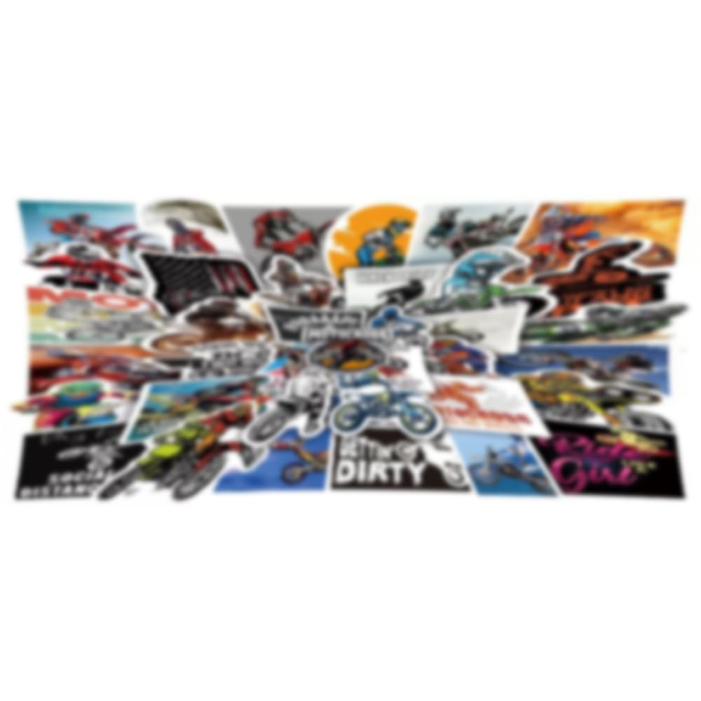 MiaoWu 50PCS Motocross Dirt-Bike Stickers,Dirt-Bike Decals Vinyl Waterproof Stickers for Water Bottle Laptop Luggage Helmet Skateboard Guitar Scrapbook Phone Gifts for Teens Girls Kids Adult