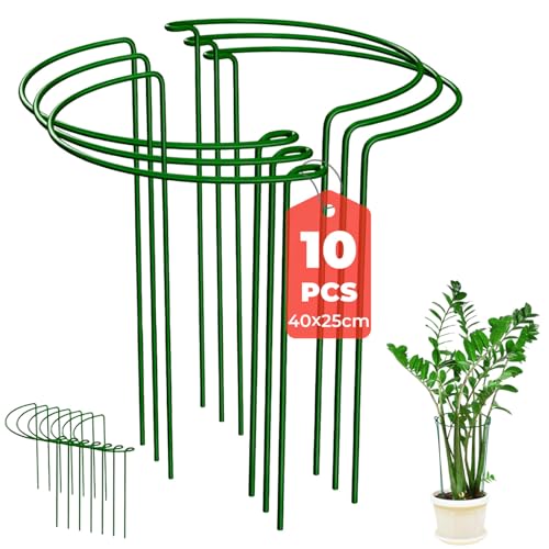 Lot de 10 supports de plantes pour plantes d'extérieur et plantes d'intérieur – Bâtons de support pour plantes de 25 × 40 cm, piquets de jardin durables pour plantes, cadre de support d'hortensia