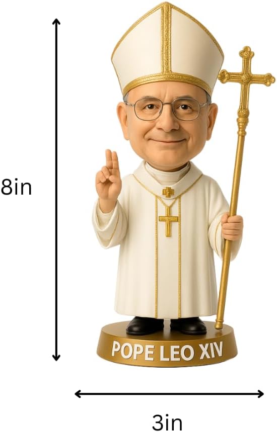 LEMONSODA Pope Leo XIV Bobblehead - 8 Inch Collectible Figure - Catholic Gift, Religious Decor, Funny Desk Accessory (Mitre) - Image 5