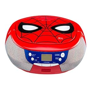 ekids SM-430 Marvel Spiderman draagbare cd-speler met radio en AUX-ingang voor smartphones en MP3-speler blauw