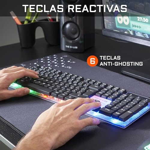 G-Lab Combo Yttrium - Set di tastiera e mouse da gioco, Combo 3 in 1 con tastiera da gioco QWERTY 105 tasti, mouse da gamer 2600 dpi, tappetino per mouse gamer - PC/PS4/PS5 (nuova versione) - Tastiera gaming - Immagine 1