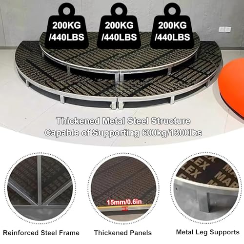 Image of Modular Kids Stage Platform, Semi Circular Portable Stage Platform with Stage Mat and Stage Skirt, Non Slip for Wedding, Speaking and Singing, Loading 1300lbs(Black,120cm /47.2in)