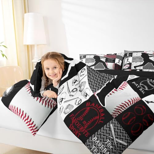 Image of Feelyou Baseball Comforter Set Twin Size 2 Pcs Kids Boys Girls