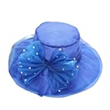 Womens Derby Church Hat Organza Flower Wedding Tea Party Fascinator Kentucky Hats Wide Brim Sun Uv Protection Cap
