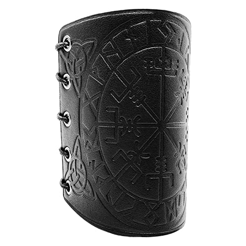 Braçadeiras Viking,Armadura de braço de couro falso símbolo nórdico em relevo - Presentes de férias