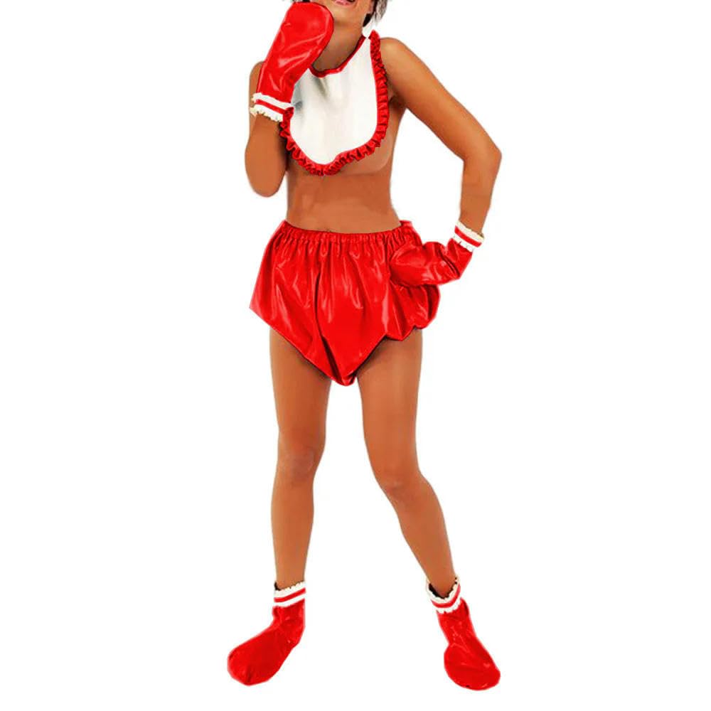 Windeln für Erwachsene, PVC, Inkontinenz, lockere Höschen, kurze Socken, Puppe, Rüschen, Handschuhe, Bibi, Cosplay-Kostüm, 4 Stück