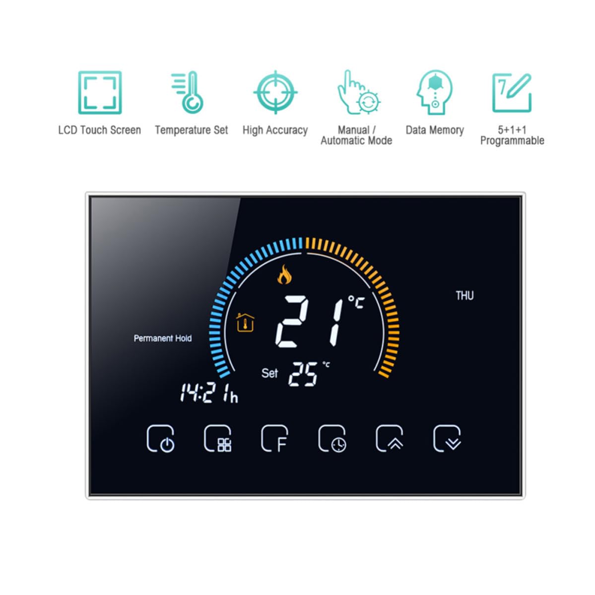 Intelligenter Bodenthermostat für Zuhause mit Touchscreen und LCD Schwarz