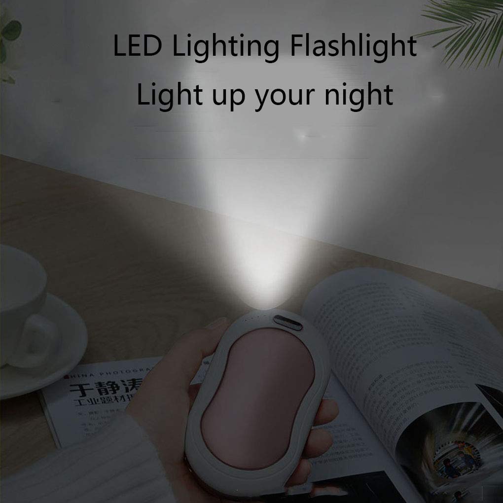 RajoNN Scaldamani Portatile Ricaricabile Affidabile Riscaldamento Istantaneo su Doppio Lato Scaldamani Elettrici Portatile Power Bank con Torcia a LED di Emergenza Scaldamani