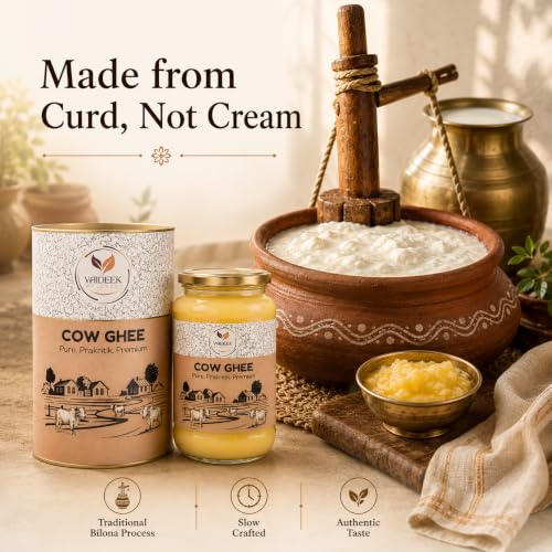 Image of Vaideek Wellness Pure Cow Ghee Cultured Desi Ghee| Bilona Cow Ghee Two Way Churned | Made In Earthen Pots | Lab Certified | 500 Ml