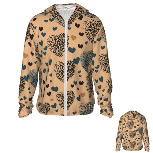 NONHAI Men's Sun Protection Jacket UPF 50+ Full Zipper Long Sleeve UV Hoodie Shirt Leopard Love Women's Outdoor Jacket