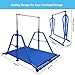 BYBAG Foldable Gymnastics Kip Bar,Horizontal Bar for Kids Girls Junior,No Wobble Gym Equipment for Home Indoor,3' to 5' Adjustable Height,Gymnasts 1-4 Levels,300 lbs Weight Capacity (Blue)
