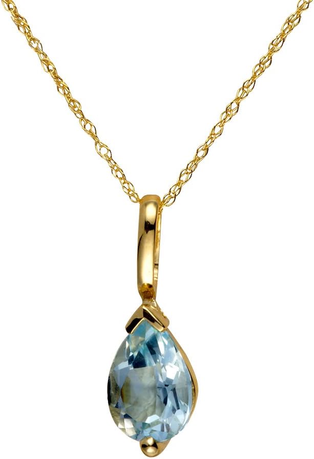 Women's 9ct Yellow Gold Tear Drop Pendant of Length 46 cm