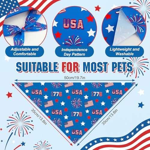 Image of Abbylike 50 Pcs Patriotic Dog Bandanas Bulk 4th of July Bandanas for Dogs Star Triangle Kerchief Bib Scarf Set for Pet Independence Day 250th Anniversary Party Costume, 25 Styles(19.7 x 13.8 x 13.8)