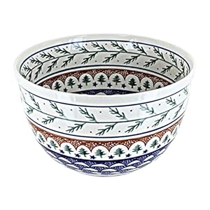 Blue Rose Polish Pottery Evergreen Medium Mixing Bowl